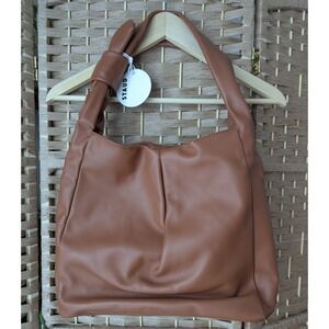 STAUD Island Tote Bag Brown Leather Knot Handle Shoulder Hobo Bag MSRP $395 NWT